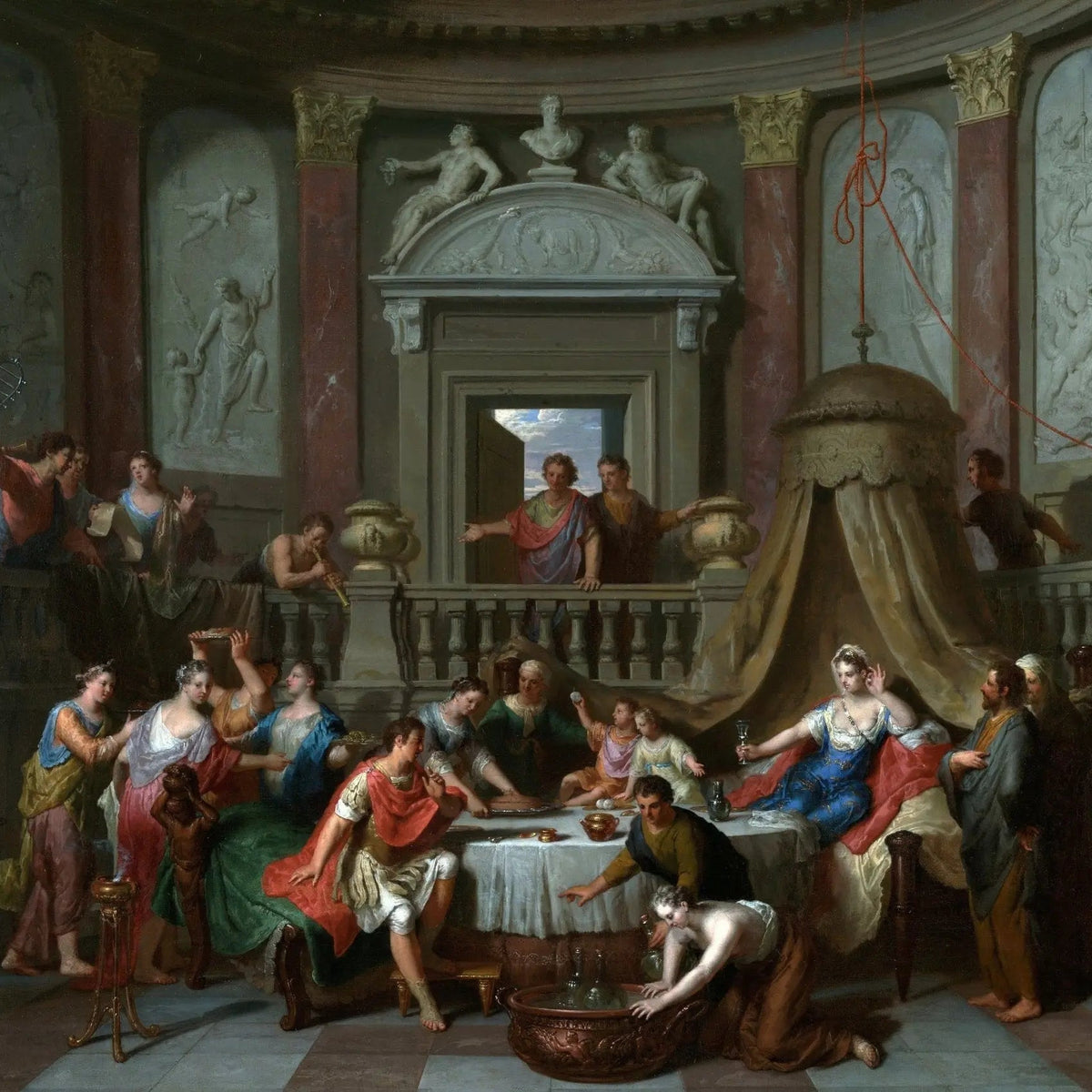 People Oil Painting - Grand Indoor Banquet Scene - Oil Painting Haven