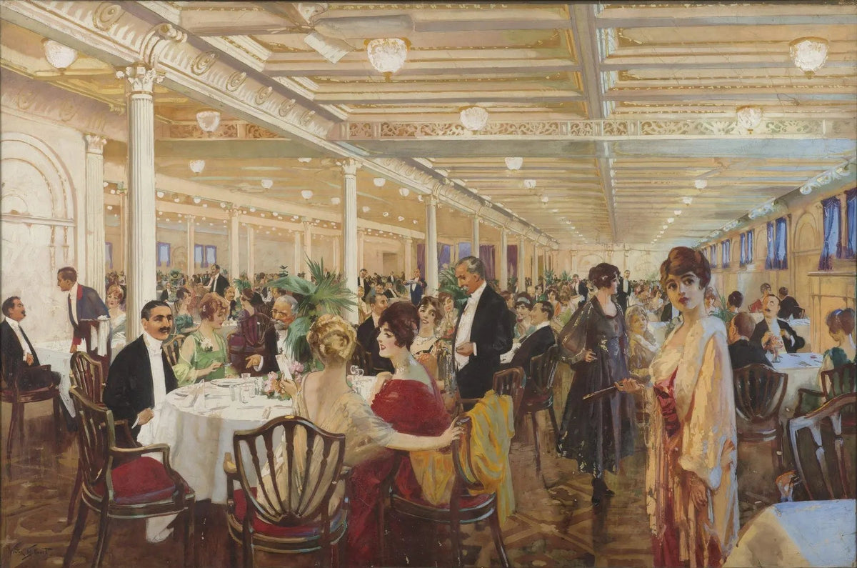 People Oil Painting - Grand Indoor Dining Event - Oil Painting Haven