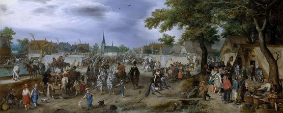 People Oil Painting - Grand Market Fair with Horses and Crowds - Oil Painting Haven