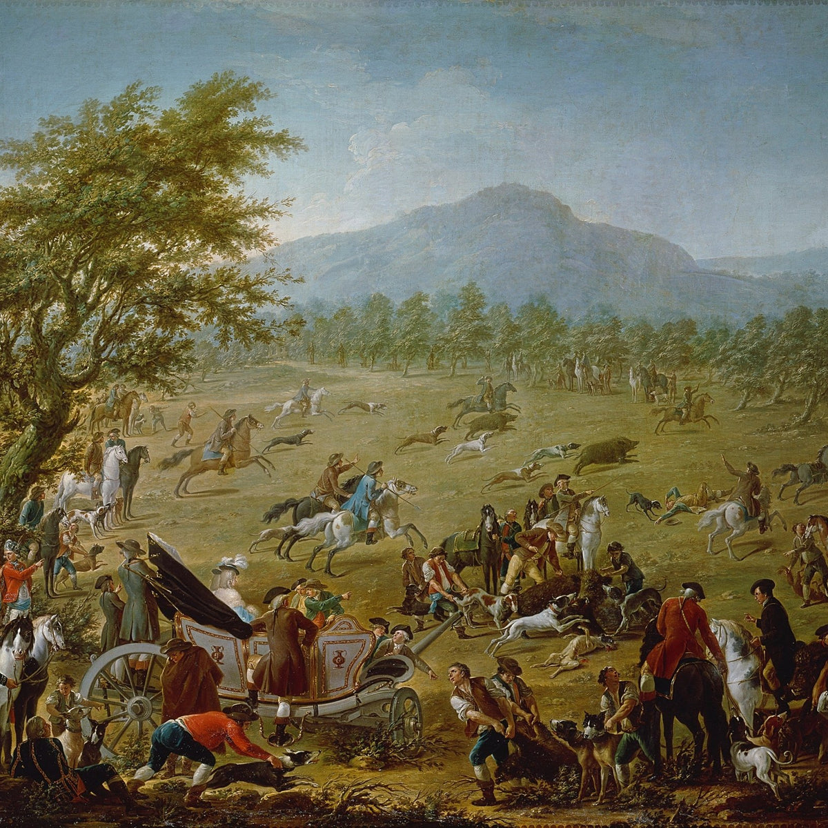 People Oil Painting - Grand Royal Hunt in a Mountain Landscape - Oil Painting Haven