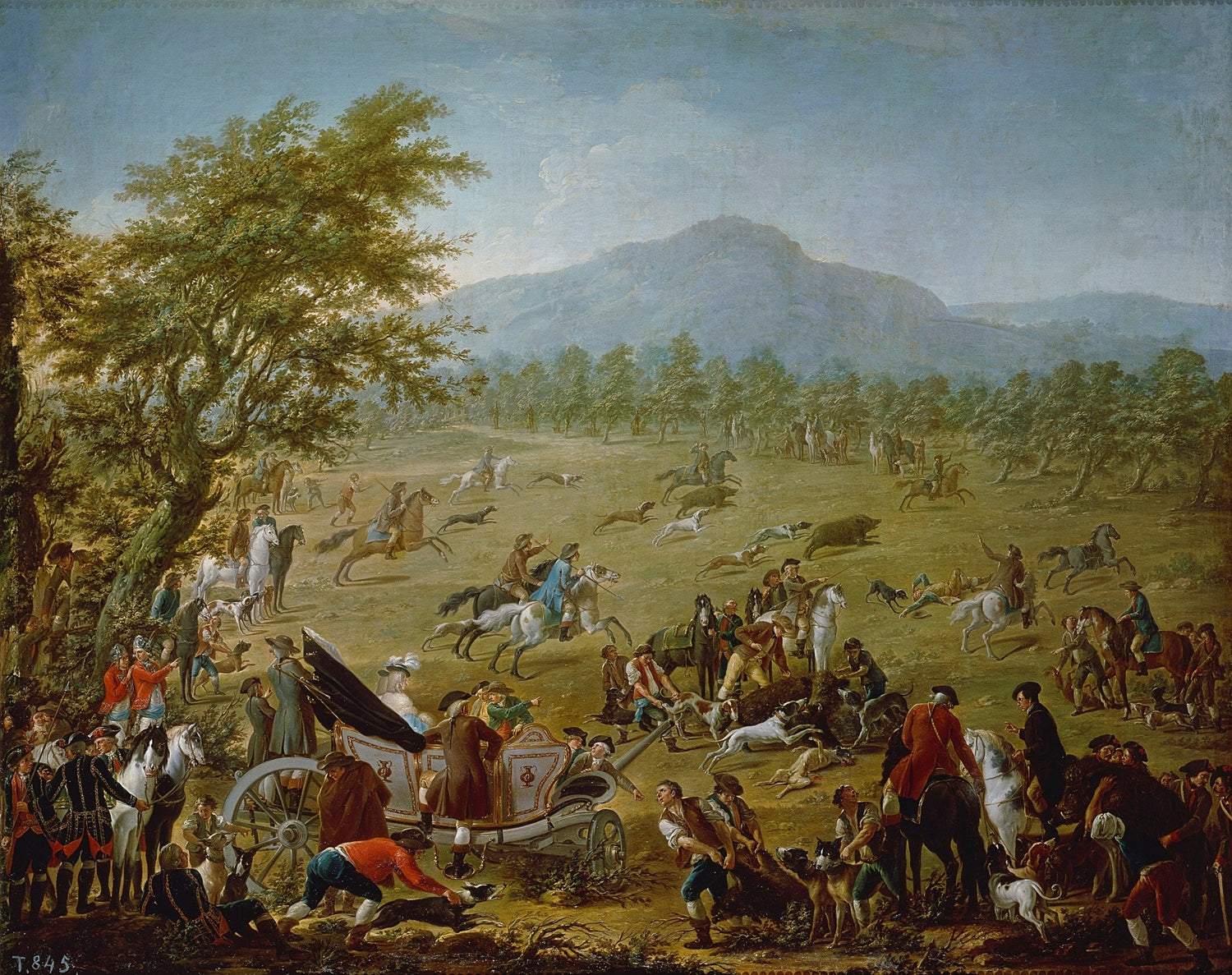 People Oil Painting - Grand Royal Hunt in a Mountain Landscape - Oil Painting Haven