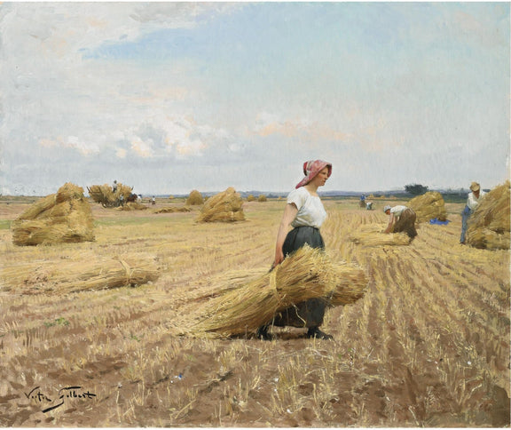 People Oil Painting - Harvest Field Worker Scene - Oil Painting Haven