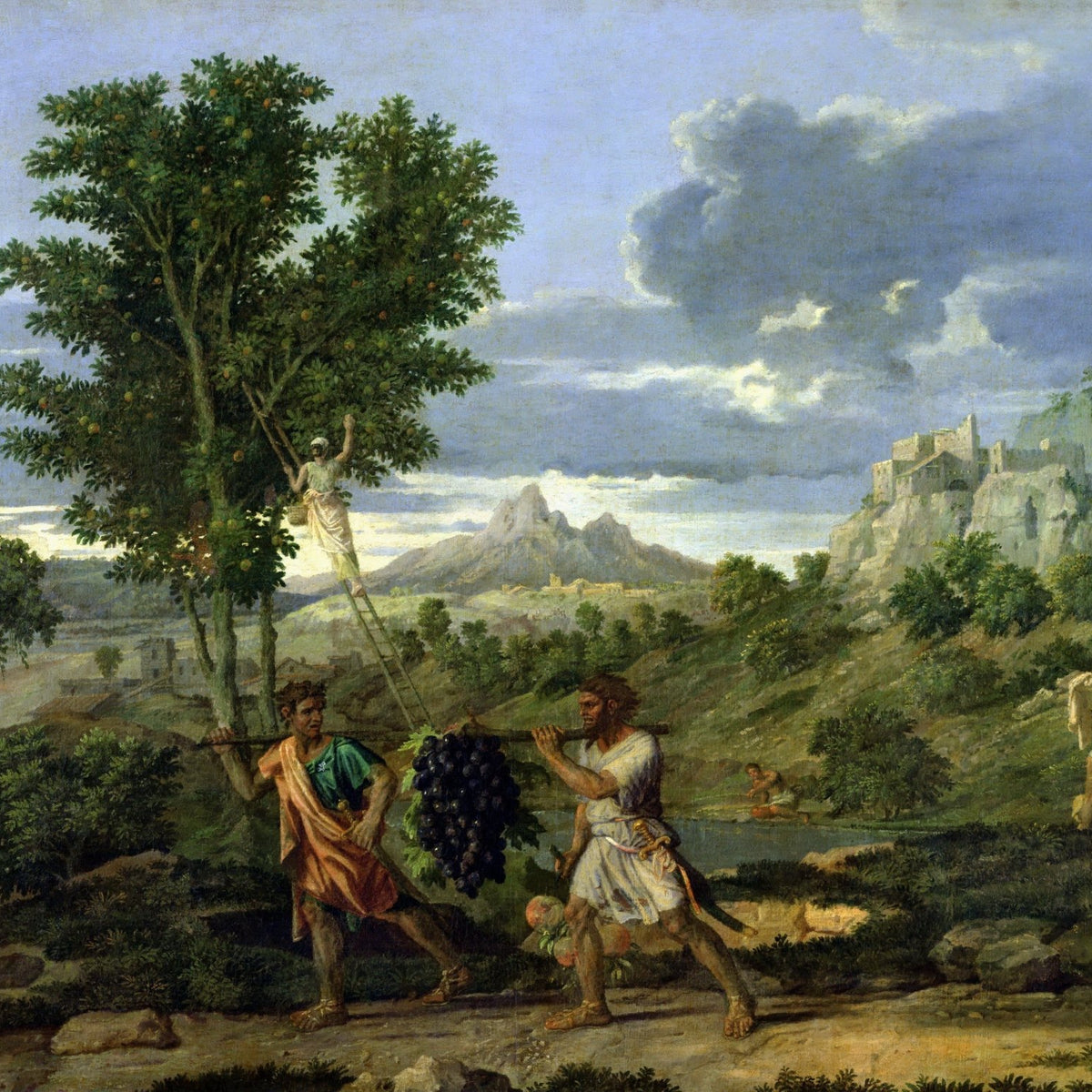 People Oil Painting - Harvest Scene with Figures and Landscape - Oil Painting Haven