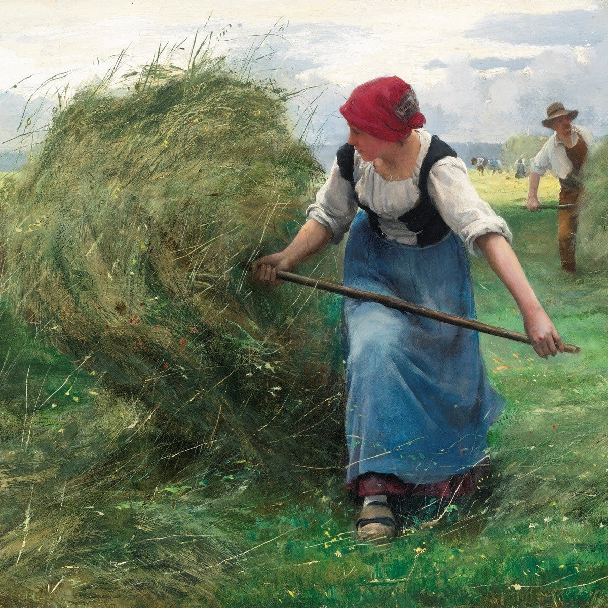 People Oil Painting - Harvest Workers Gathering Hay Field - Oil Painting Haven