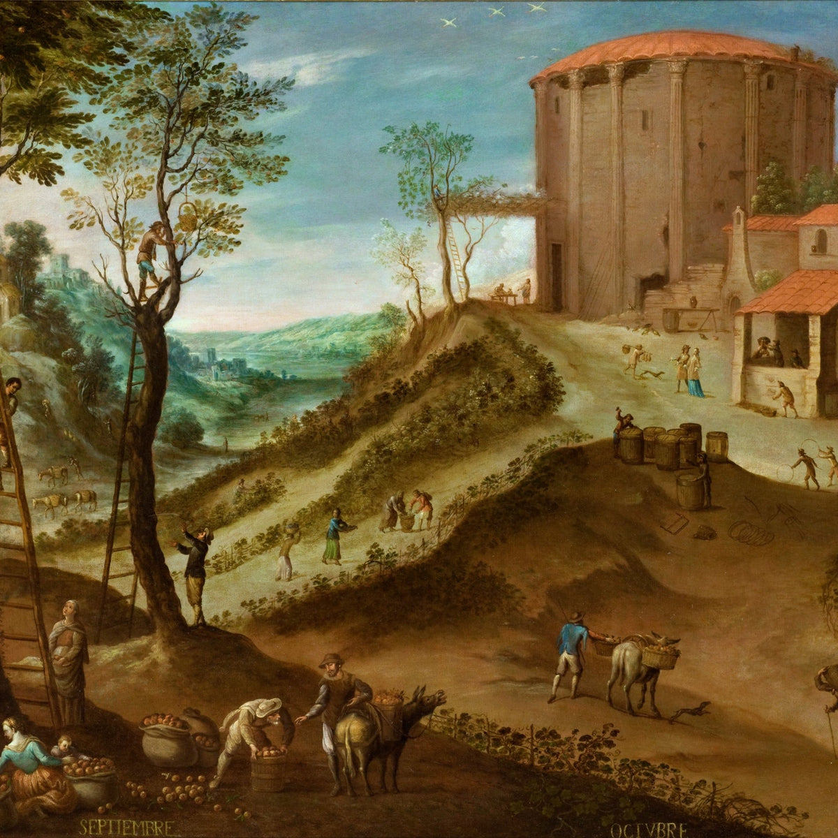 People Oil Painting - Harvest Workers in a Rustic Countryside - Oil Painting Haven