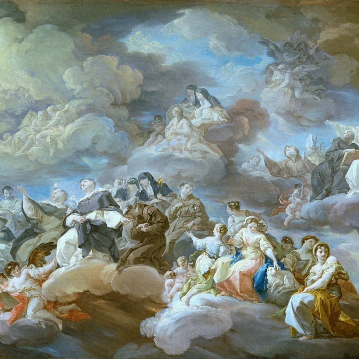 People Oil Painting - Heavenly Angels and Saints Baroque Scene - Oil Painting Haven