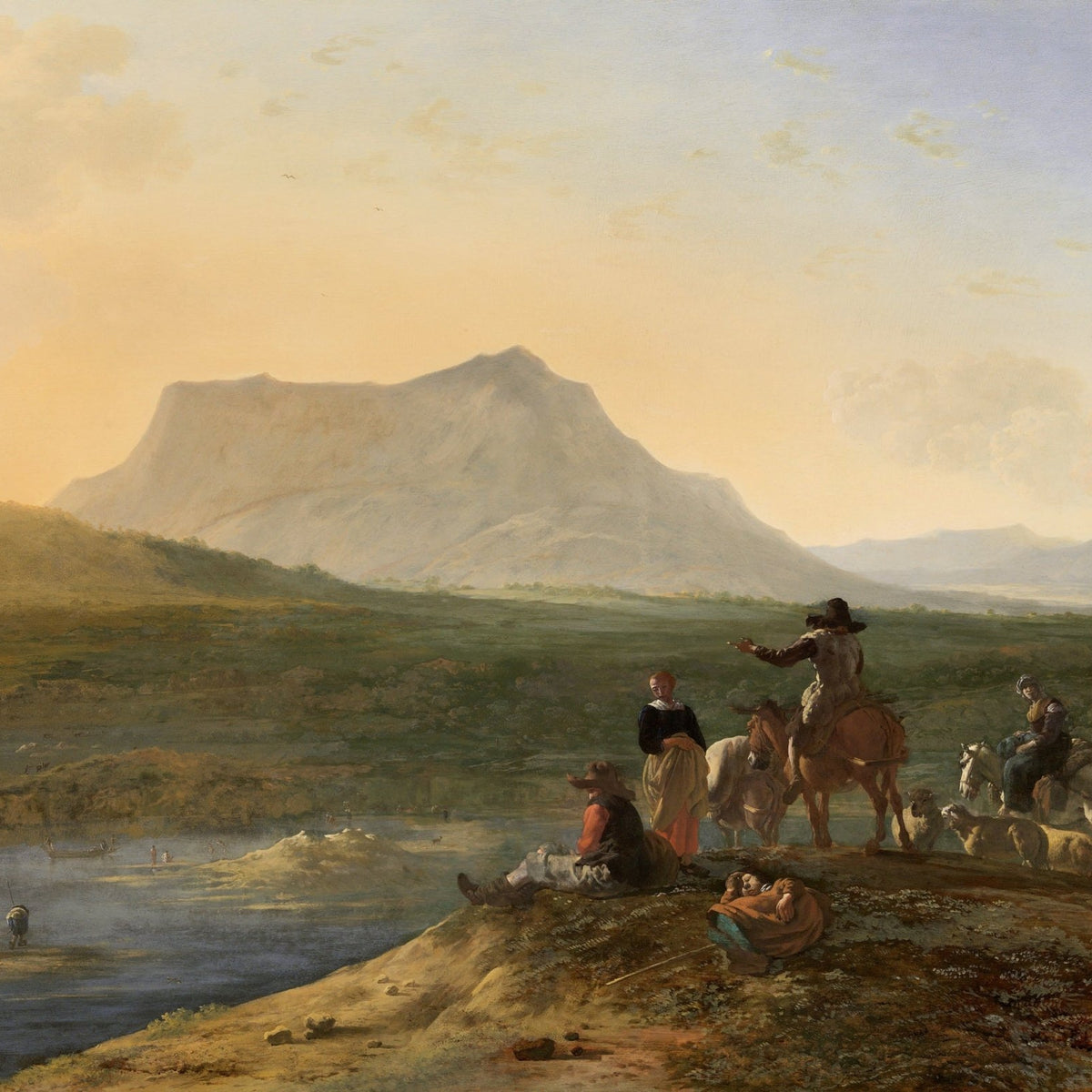 People Oil Painting - Herdsmen Resting in Mountain Landscape - Oil Painting Haven