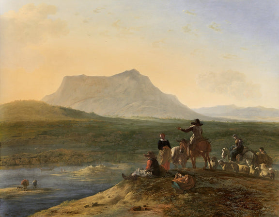 People Oil Painting - Herdsmen Resting in Mountain Landscape - Oil Painting Haven