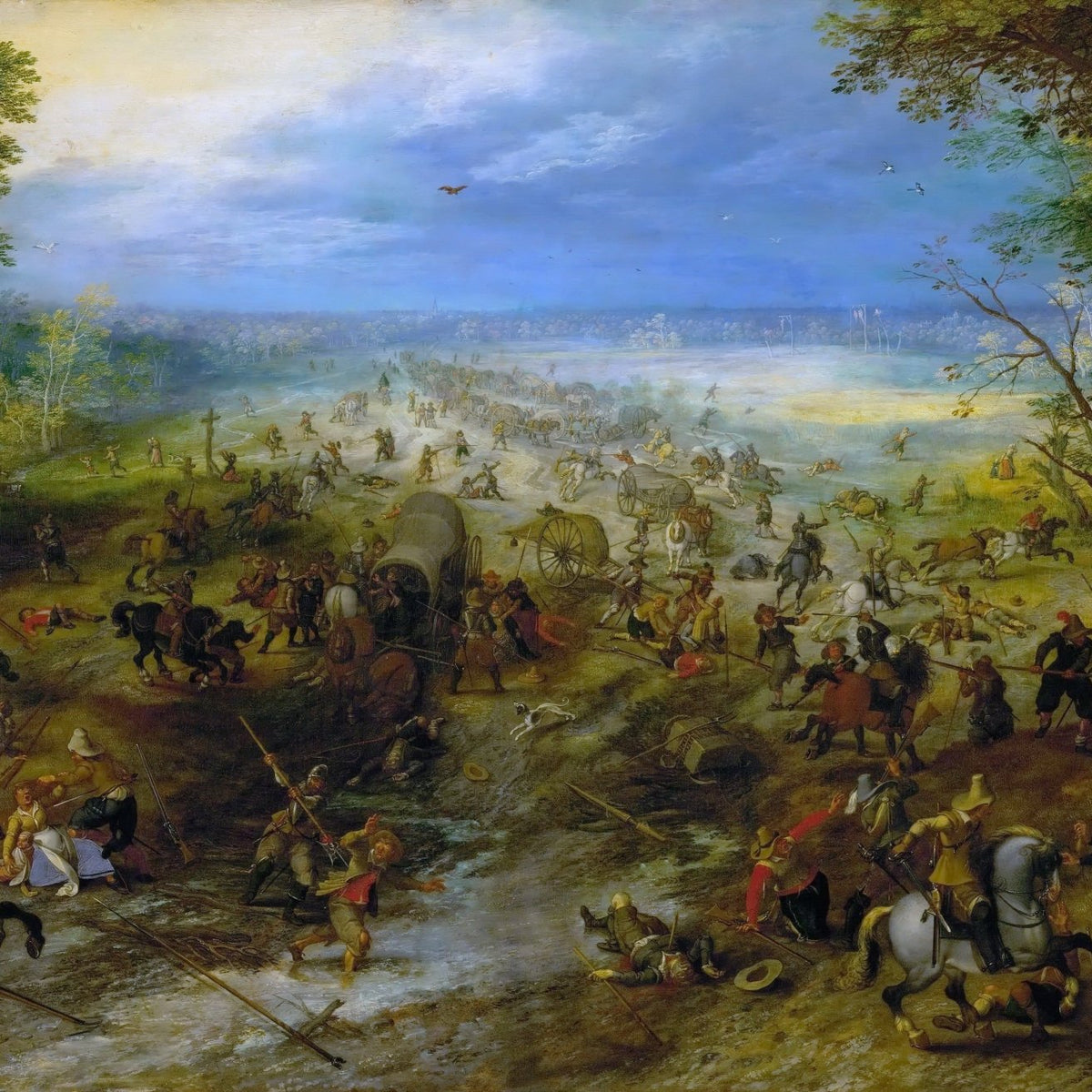 People Oil Painting - Historic Cavalry Battle in Open Landscape - Oil Painting Haven