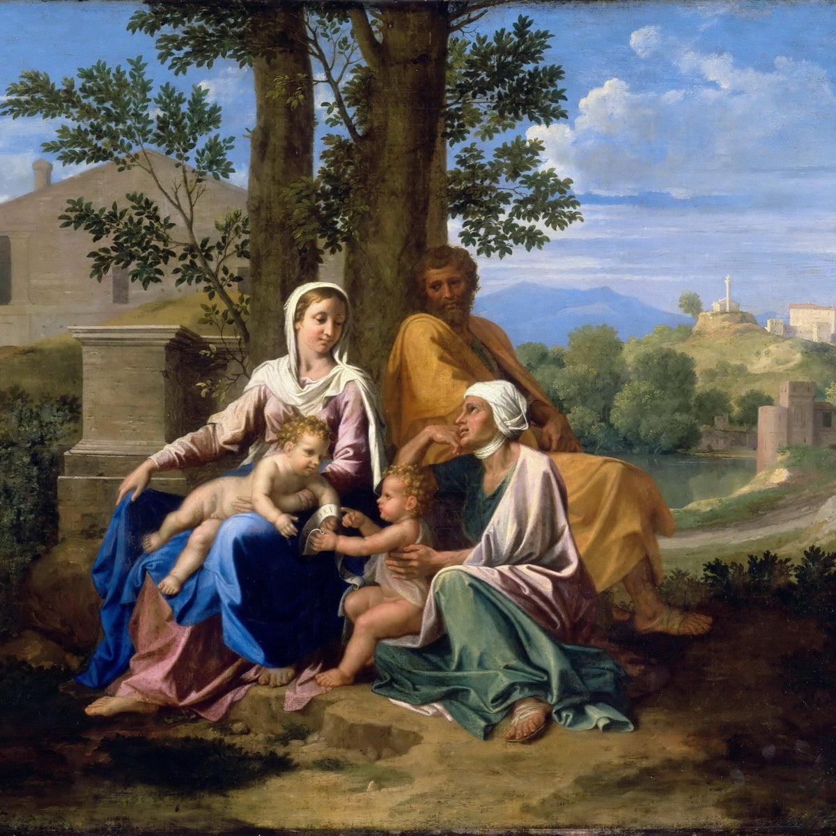 People Oil Painting - Holy Family in Classical Landscape Scene - Oil Painting Haven