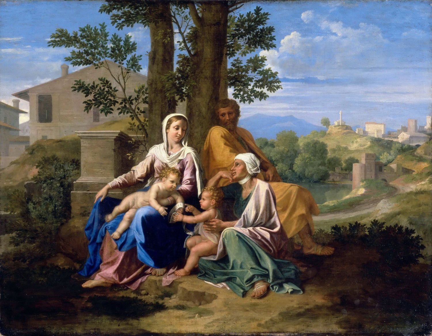 People Oil Painting - Holy Family in Classical Landscape Scene - Oil Painting Haven