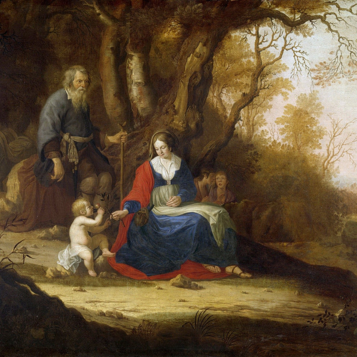 People Oil Painting - Holy Family Rest in Woodland Scene - Oil Painting Haven