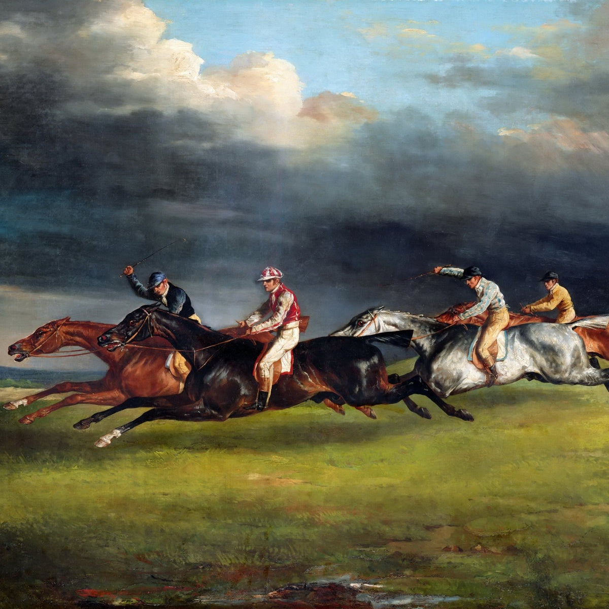 People Oil Painting - Horse Racing Scene with Riders - Oil Painting Haven
