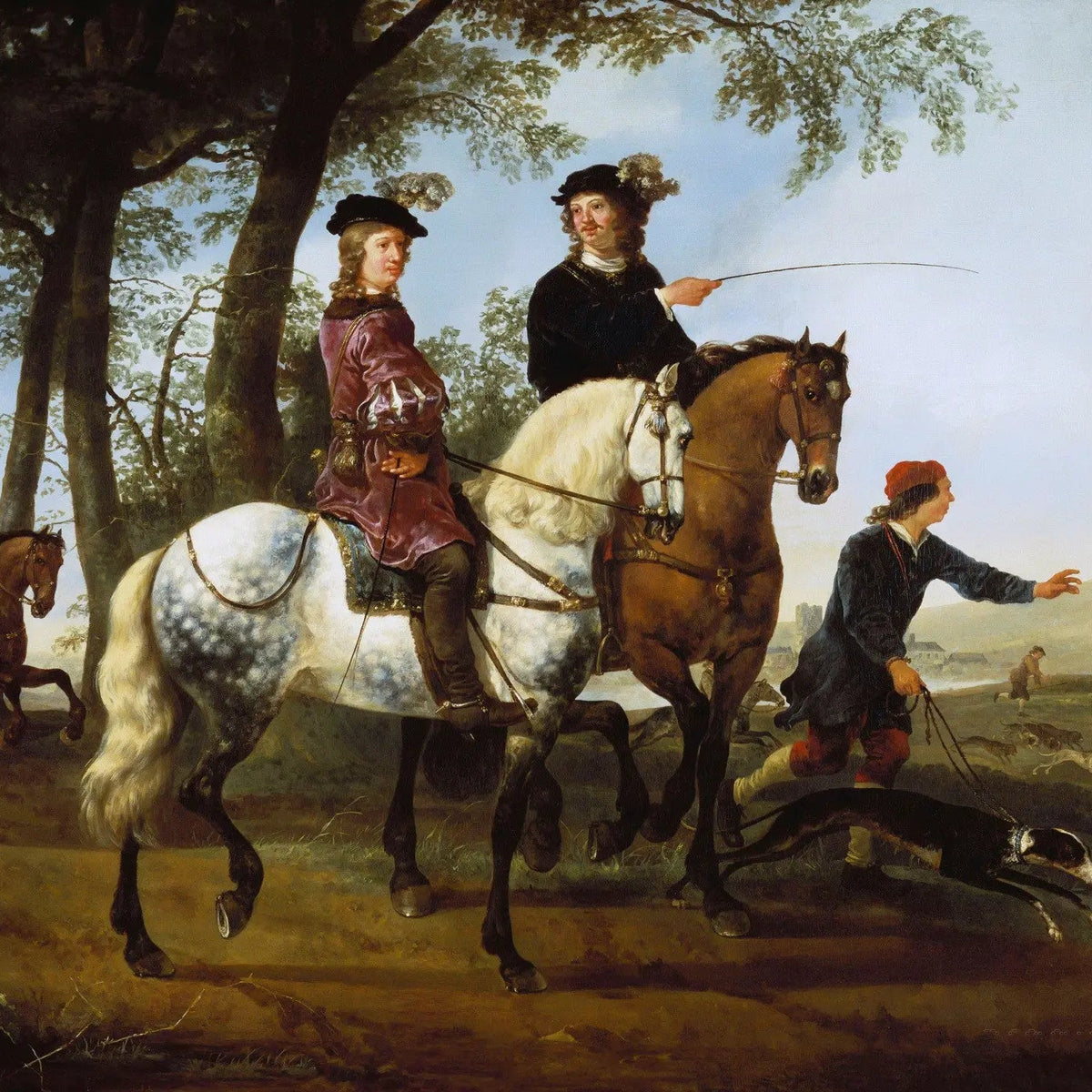 People Oil Painting - Horsemen and Hunting Scene - Oil Painting Haven