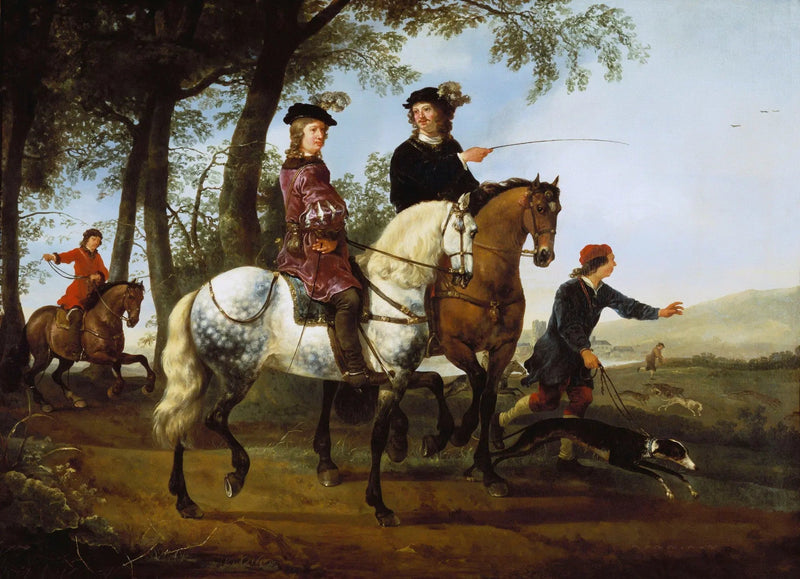 People Oil Painting - Horsemen and Hunting Scene - Oil Painting Haven