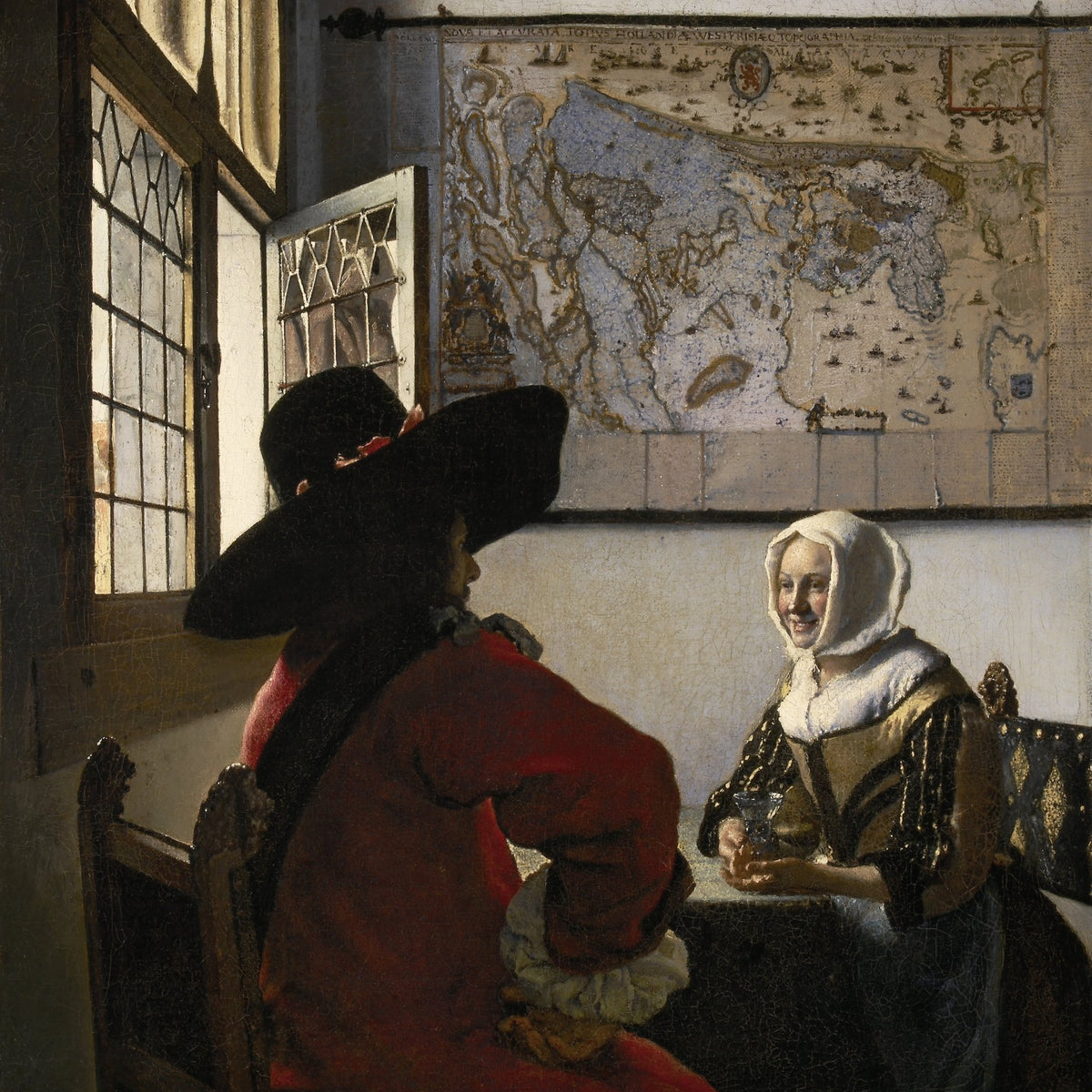 People Oil Painting - Interior Scene with Soldier and Woman - Oil Painting Haven