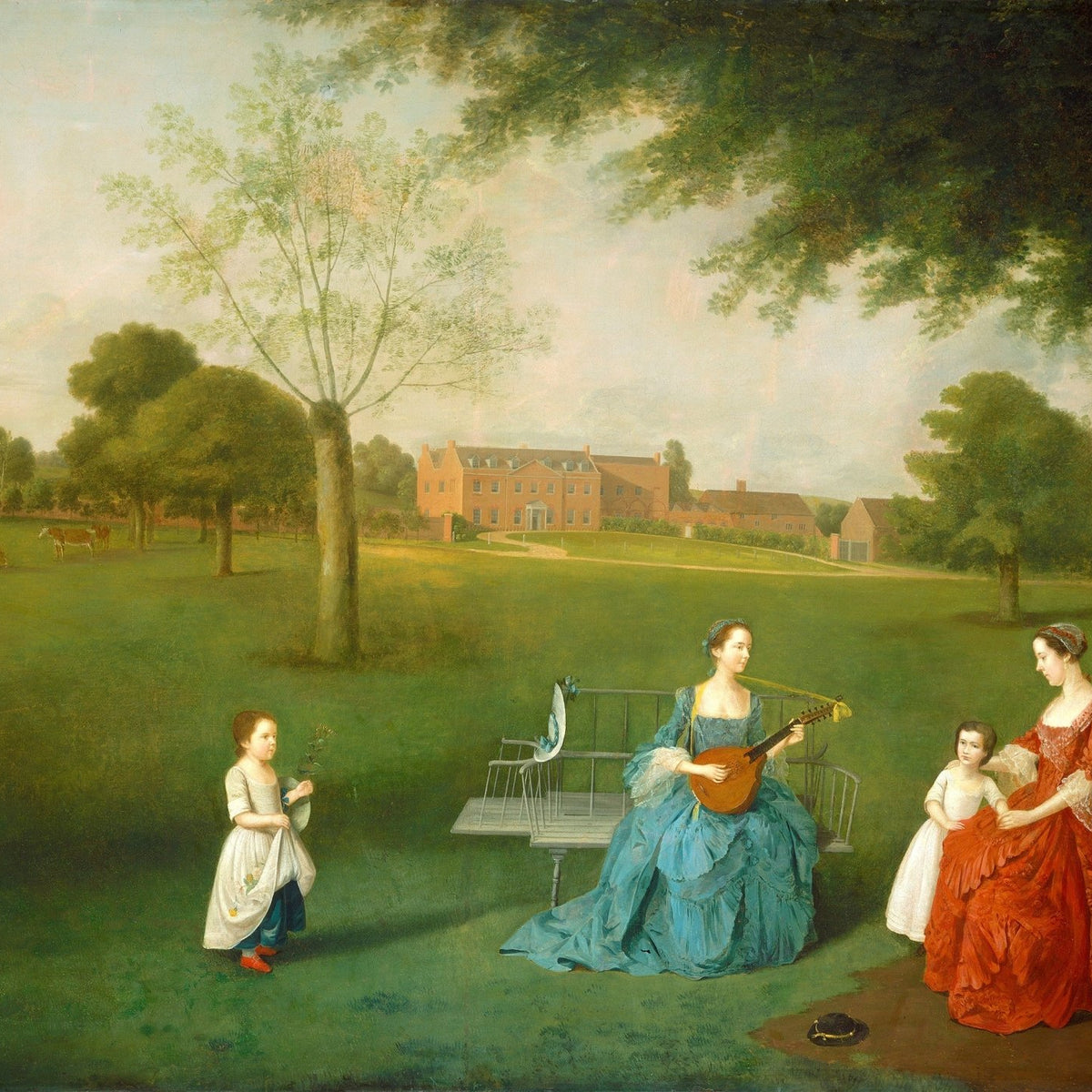 People Oil Painting - Ladies and Children in Garden Music Scene - Oil Painting Haven