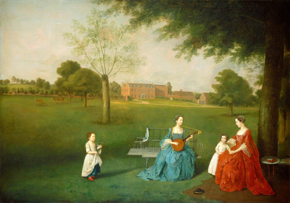 People Oil Painting - Ladies and Children in Garden Music Scene - Oil Painting Haven