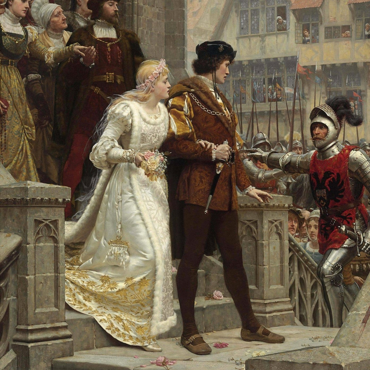 People Oil Painting - Medieval Court Scene with Knight and Lady - Oil Painting Haven
