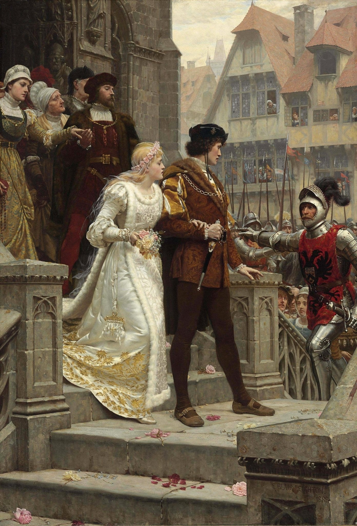 People Oil Painting - Medieval Court Scene with Knight and Lady - Oil Painting Haven