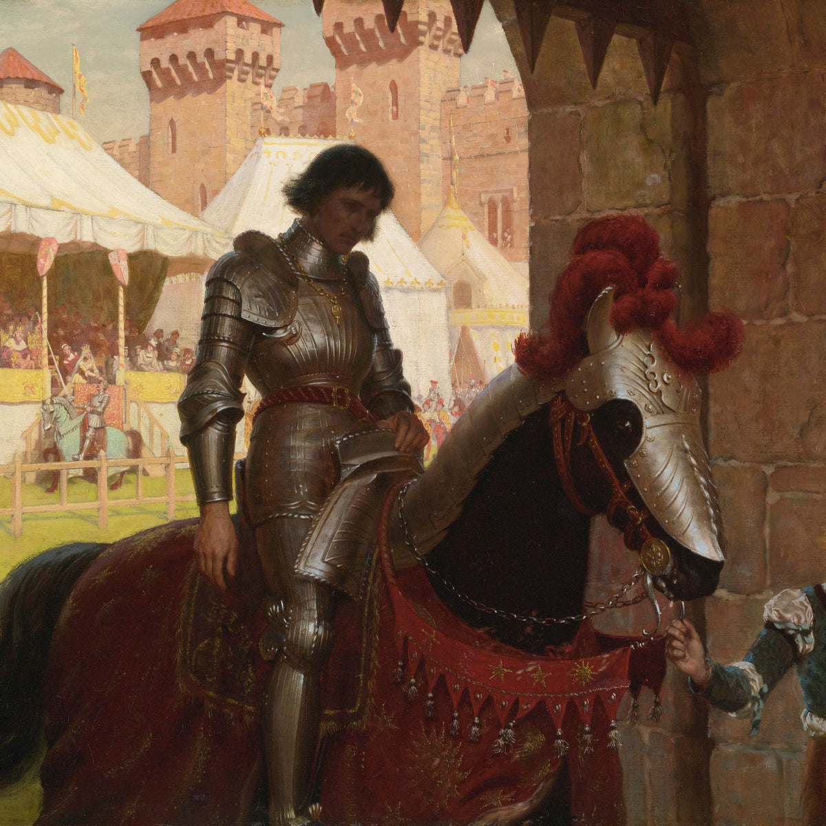 People Oil Painting - Medieval Knight on Horse at Tournament - Oil Painting Haven