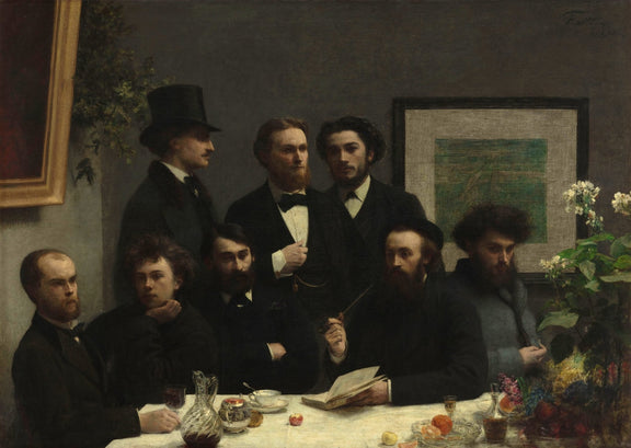 People Oil Painting - Men Gathering at Table Interior Scene - Oil Painting Haven