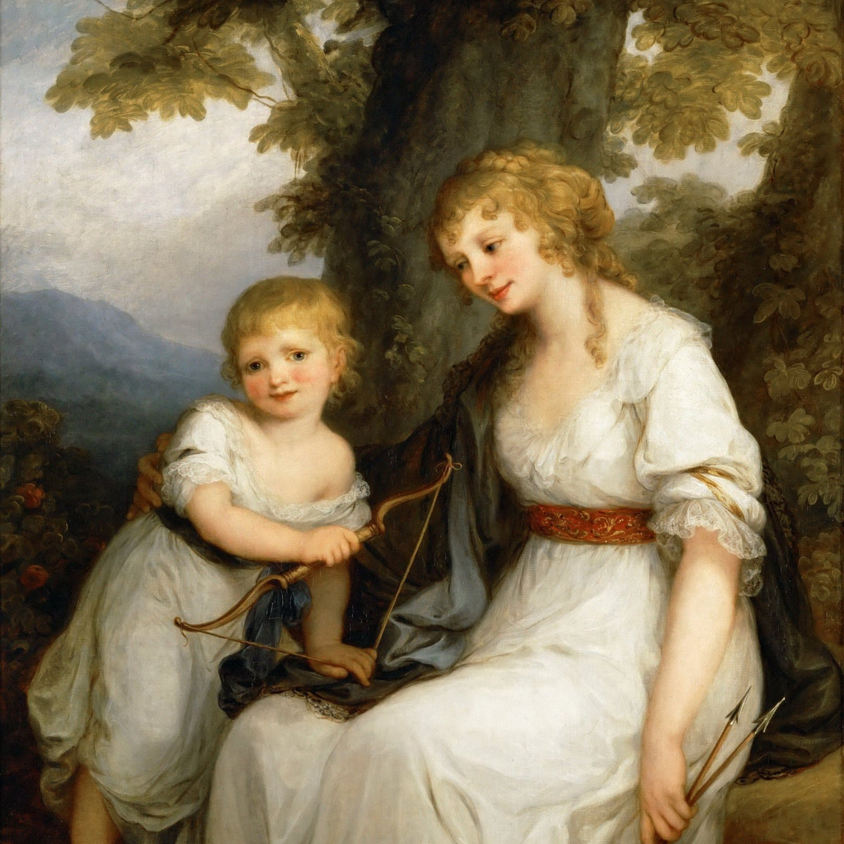 People Oil Painting - Mother and Child with Cupid Bow - Oil Painting Haven