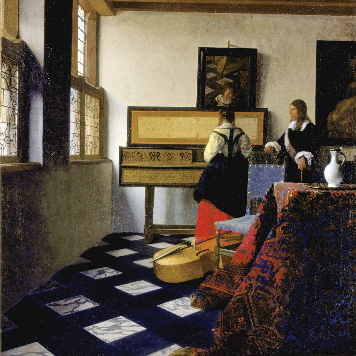 People Oil Painting - Music Lesson Interior with Figures - Oil Painting Haven