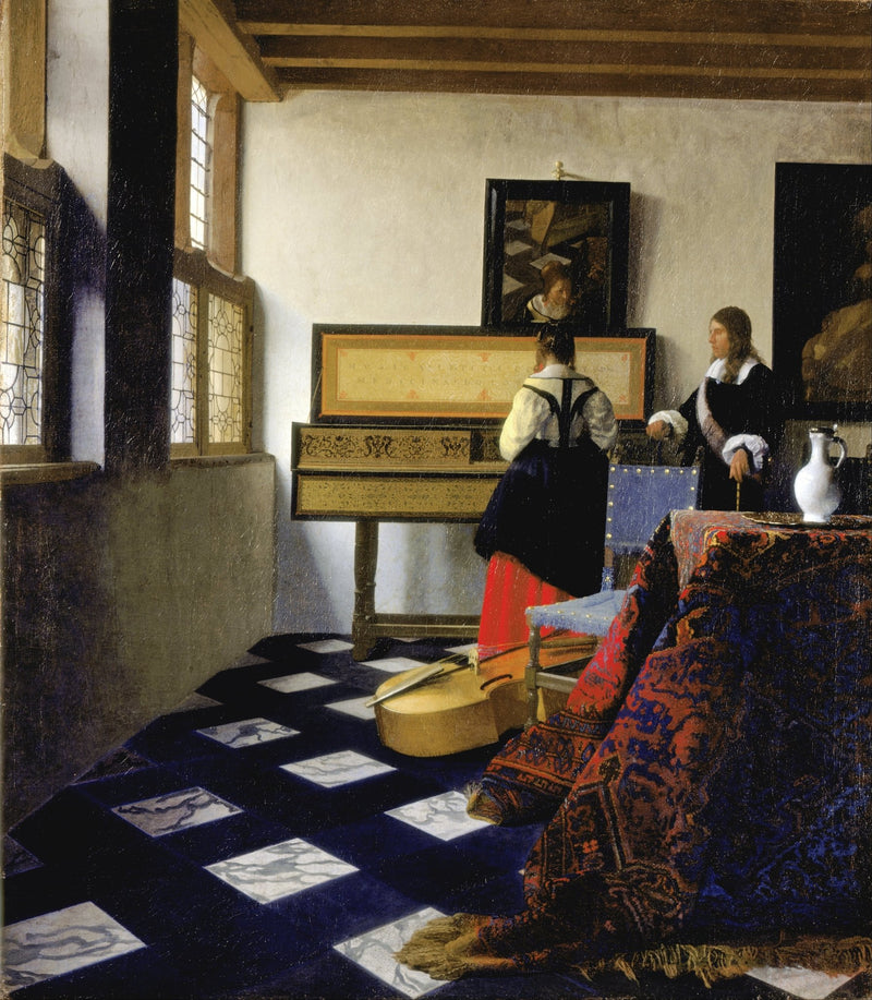 People Oil Painting - Music Lesson Interior with Figures - Oil Painting Haven
