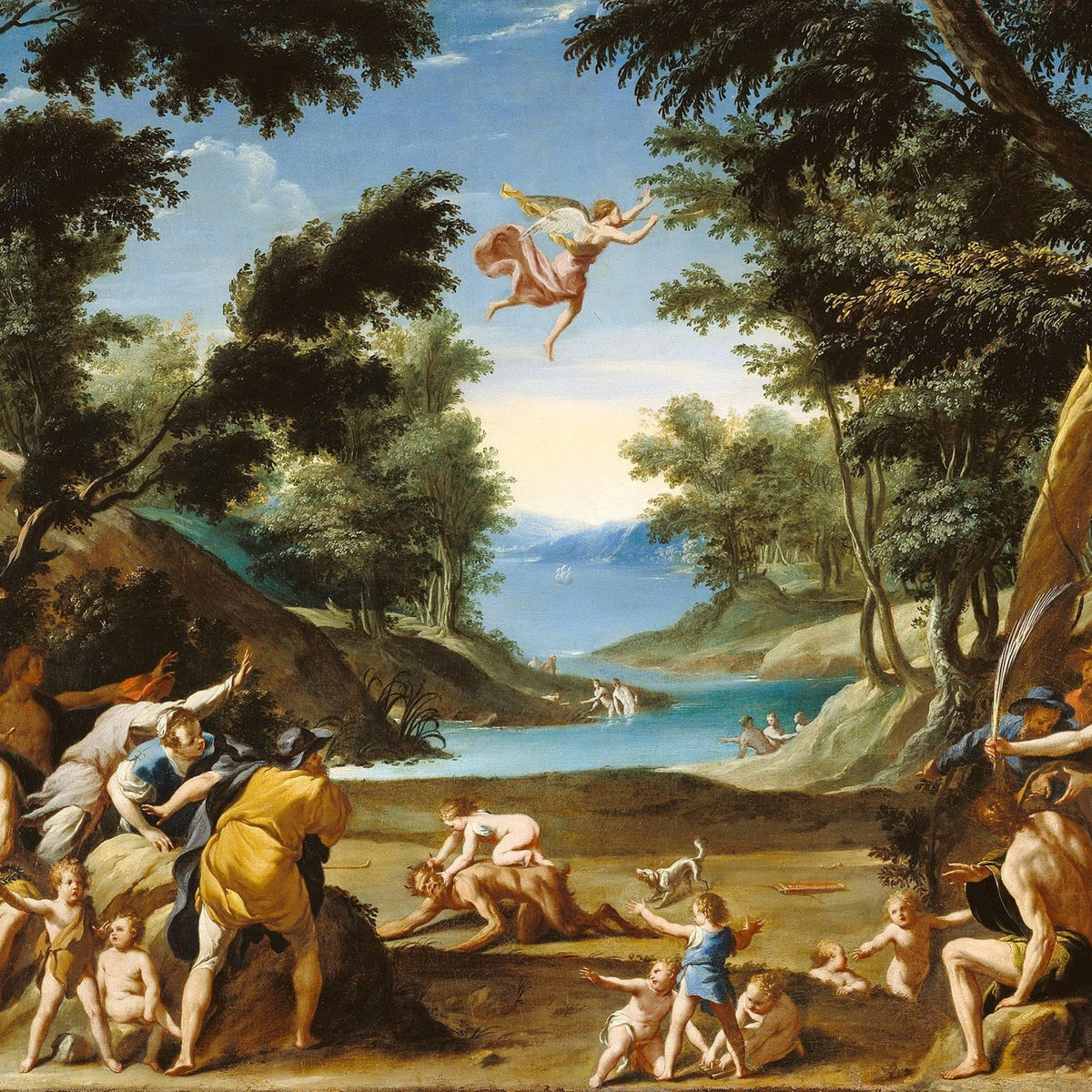 People Oil Painting - Mythological Cupid and Pan Forest Scene - Oil Painting Haven