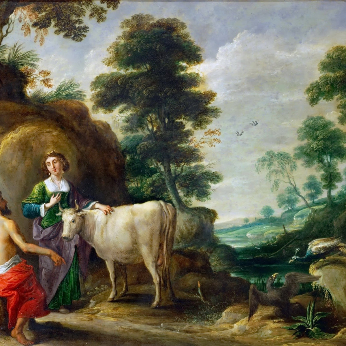 People Oil Painting - Mythological Scene with Figures and Cow - Oil Painting Haven
