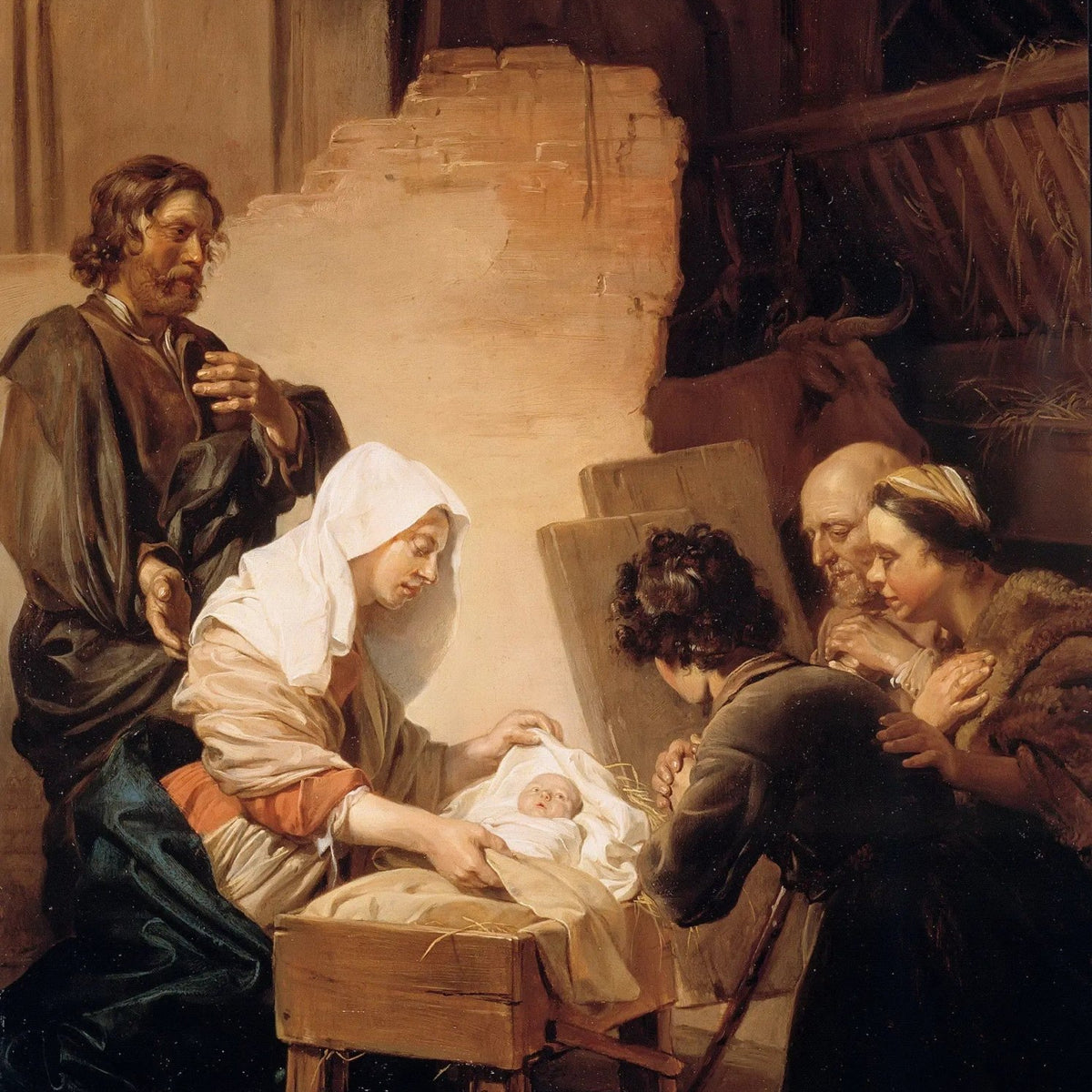 People Oil Painting - Nativity Scene with Figures - Oil Painting Haven
