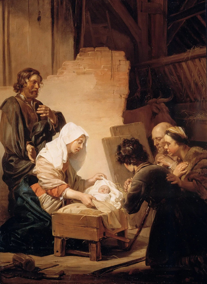 People Oil Painting - Nativity Scene with Figures - Oil Painting Haven