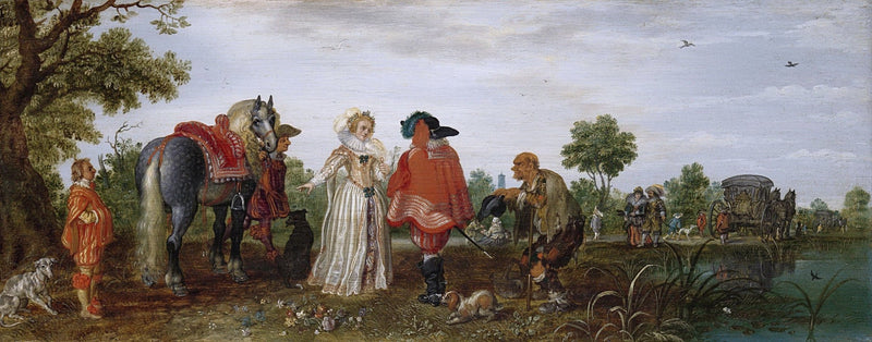 People Oil Painting - Noble Figures and Carriage Landscape Scene - Oil Painting Haven