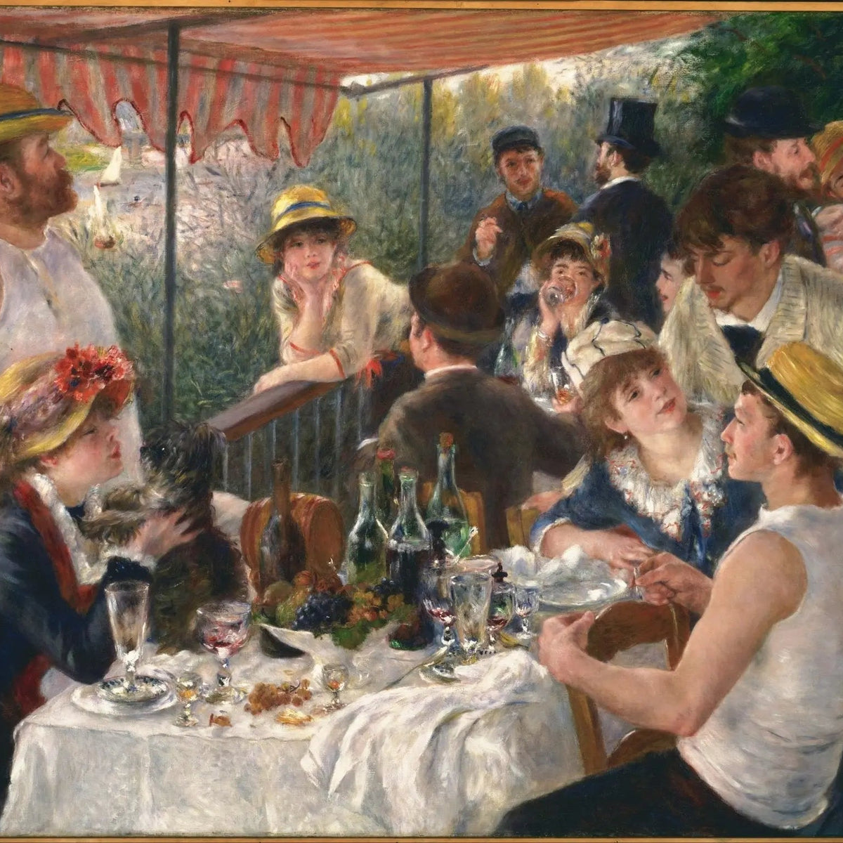 People Oil Painting - Outdoor Dining Scene with Crowd - Oil Painting Haven