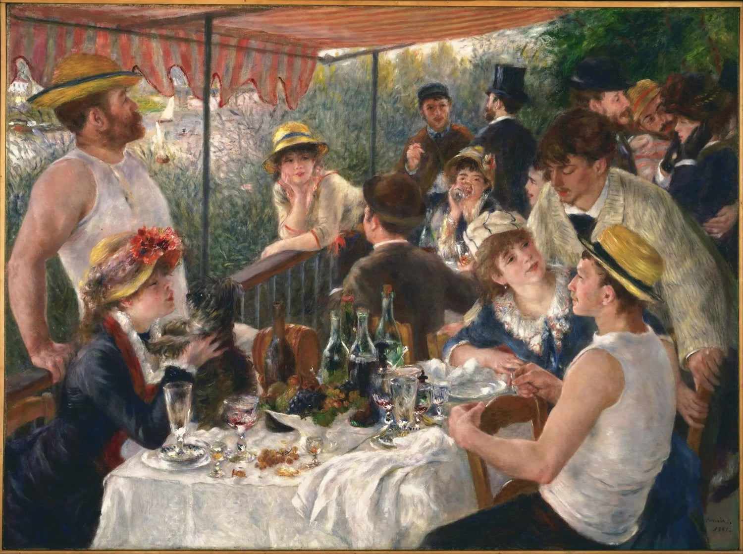 People Oil Painting - Outdoor Dining Scene with Crowd - Oil Painting Haven