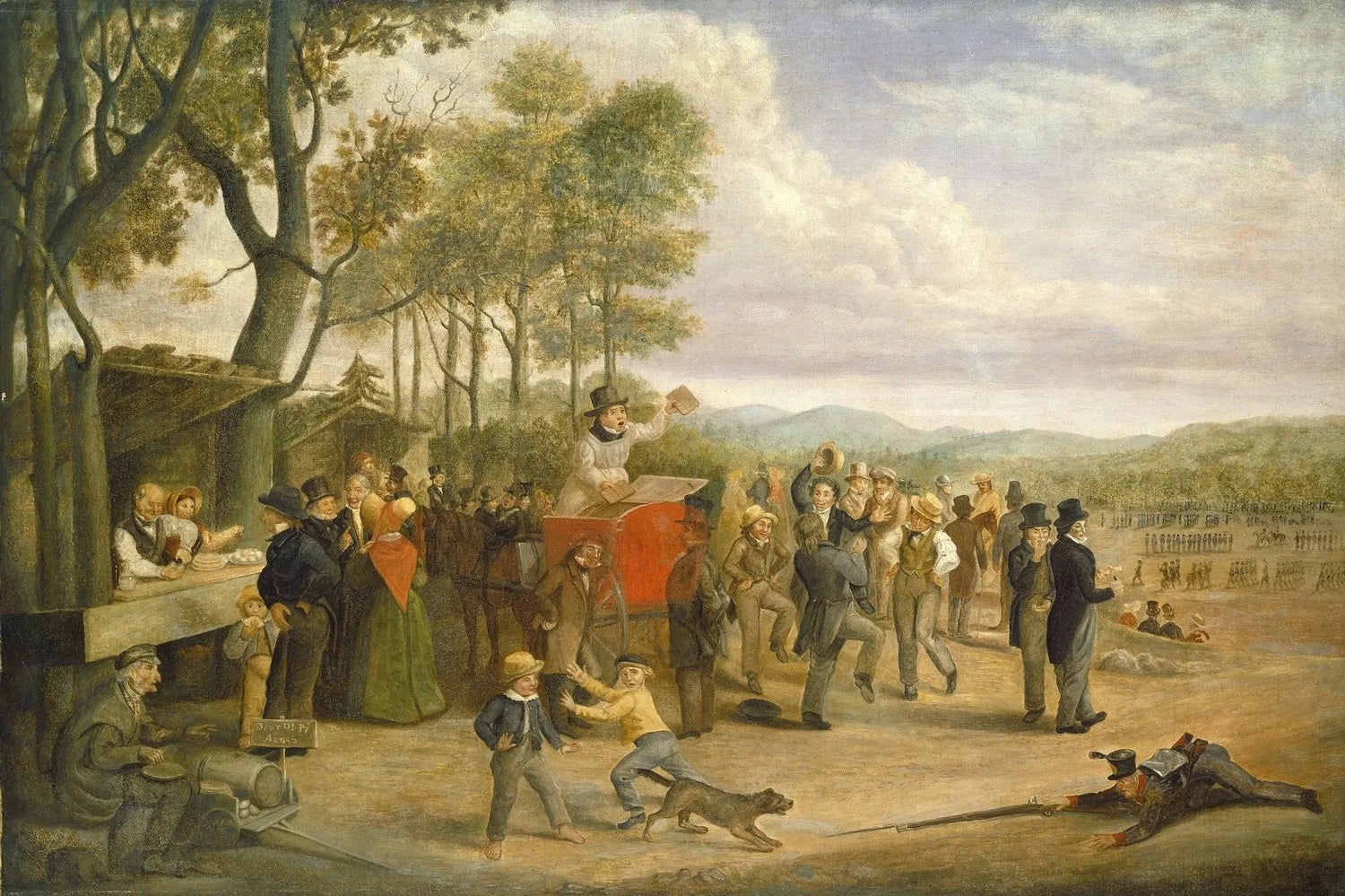 People Oil Painting - Outdoor Event with Carriage and Crowd - Oil Painting Haven