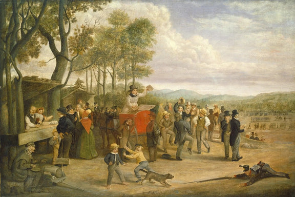 People Oil Painting - Outdoor Event with Carriage and Crowd - Oil Painting Haven
