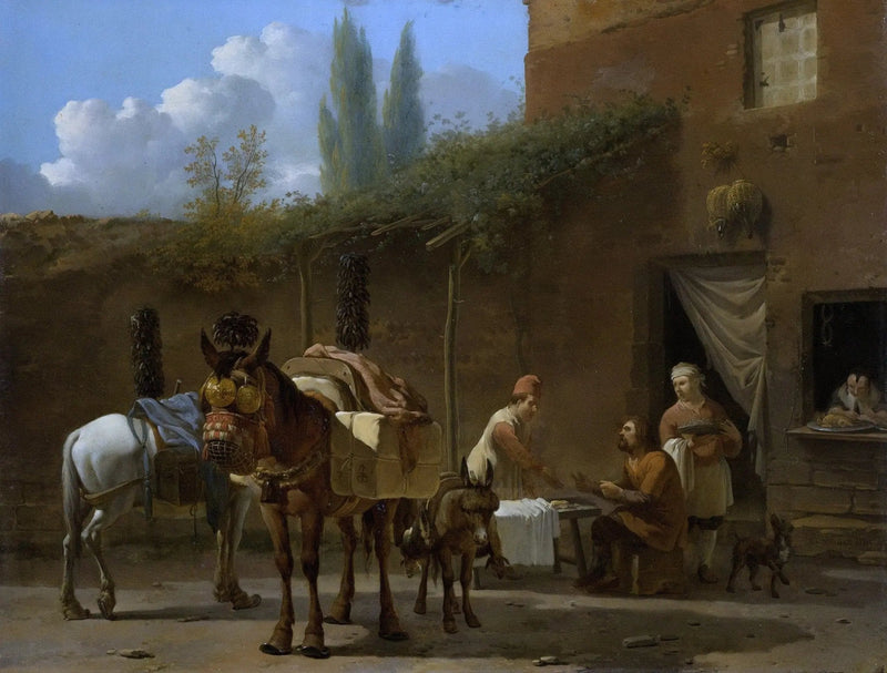 People Oil Painting - Outdoor Scene with Horses and Figures - Oil Painting Haven
