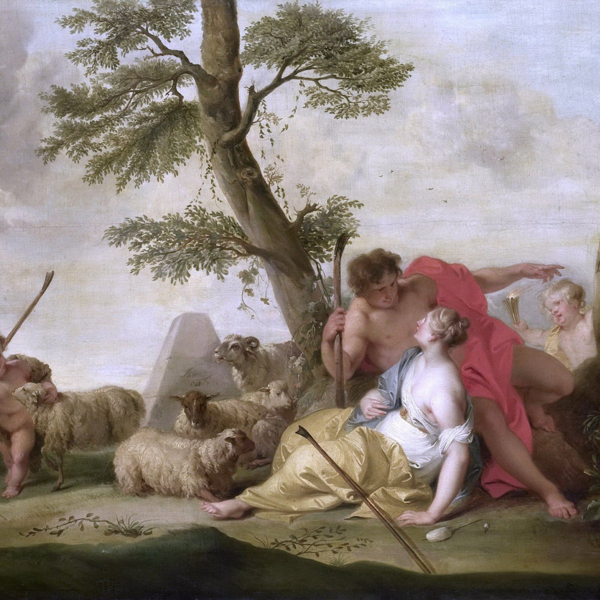 People Oil Painting - Paris and Oenone Pastoral Love Scene - Oil Painting Haven