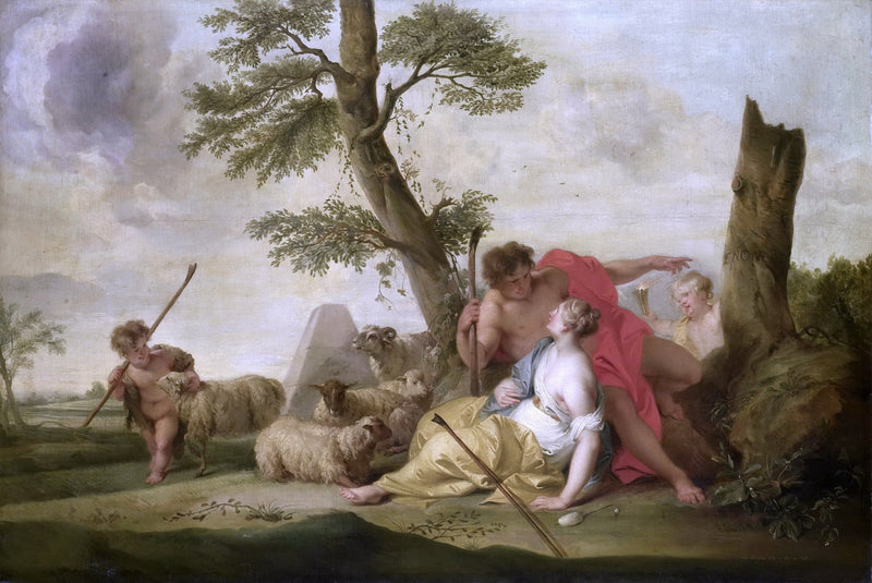 People Oil Painting - Paris and Oenone Pastoral Love Scene - Oil Painting Haven