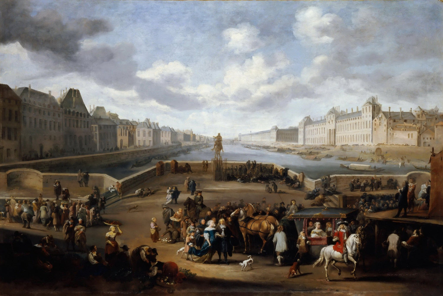 People Oil Painting - Paris River Scene with Figures - Oil Painting Haven
