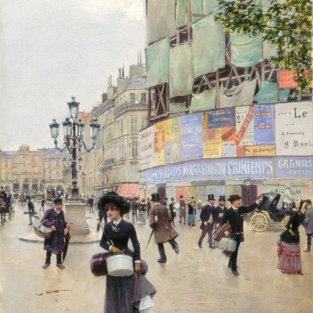 People Oil Painting - Paris Street Scene with Elegant Figures - Oil Painting Haven
