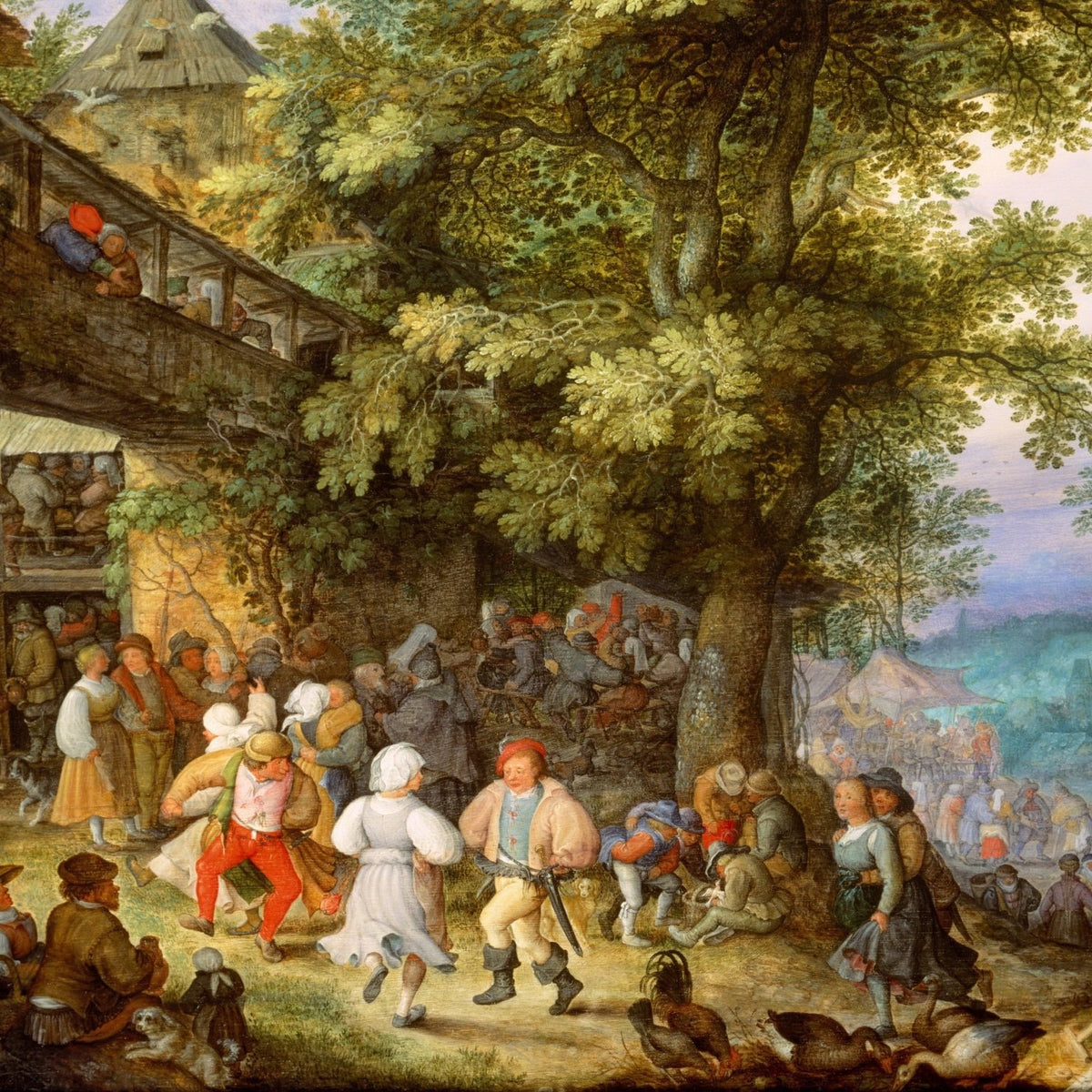 People Oil Painting - Peasants Dancing Outside Village Inn - Oil Painting Haven