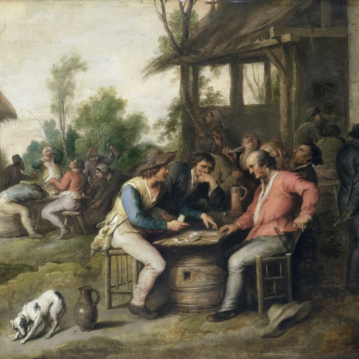 People Oil Painting - Peasants Playing Cards at Village Tavern - Oil Painting Haven
