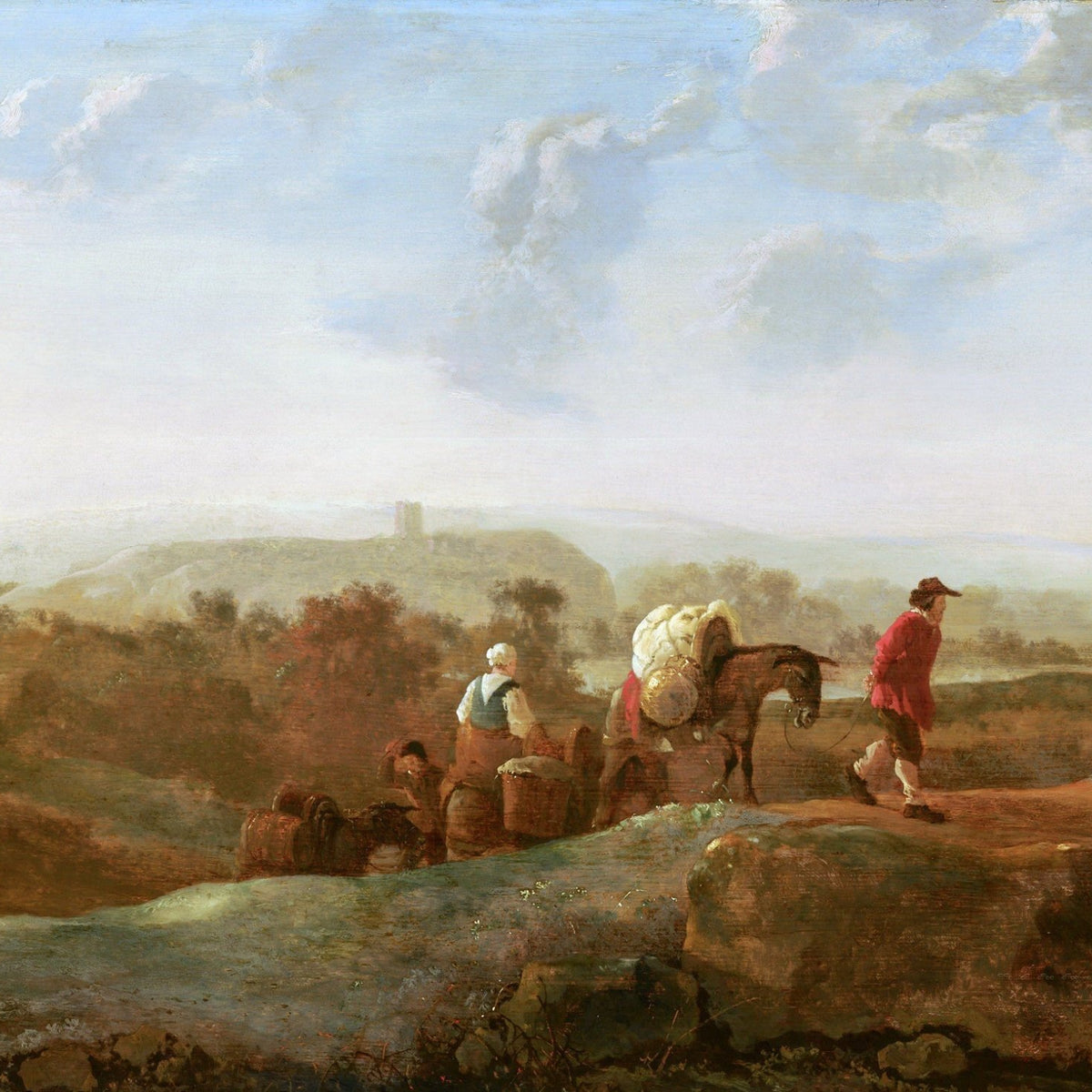 People Oil Painting - Peasants Traveling Through a Rural Landscape - Oil Painting Haven