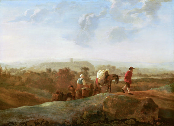 People Oil Painting - Peasants Traveling Through a Rural Landscape - Oil Painting Haven
