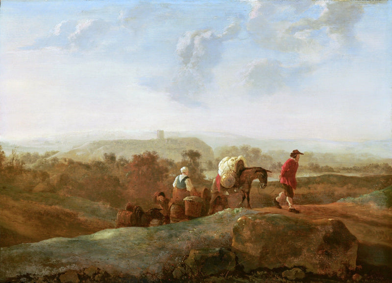 People Oil Painting - Peasants Traveling Through a Rural Landscape - Oil Painting Haven