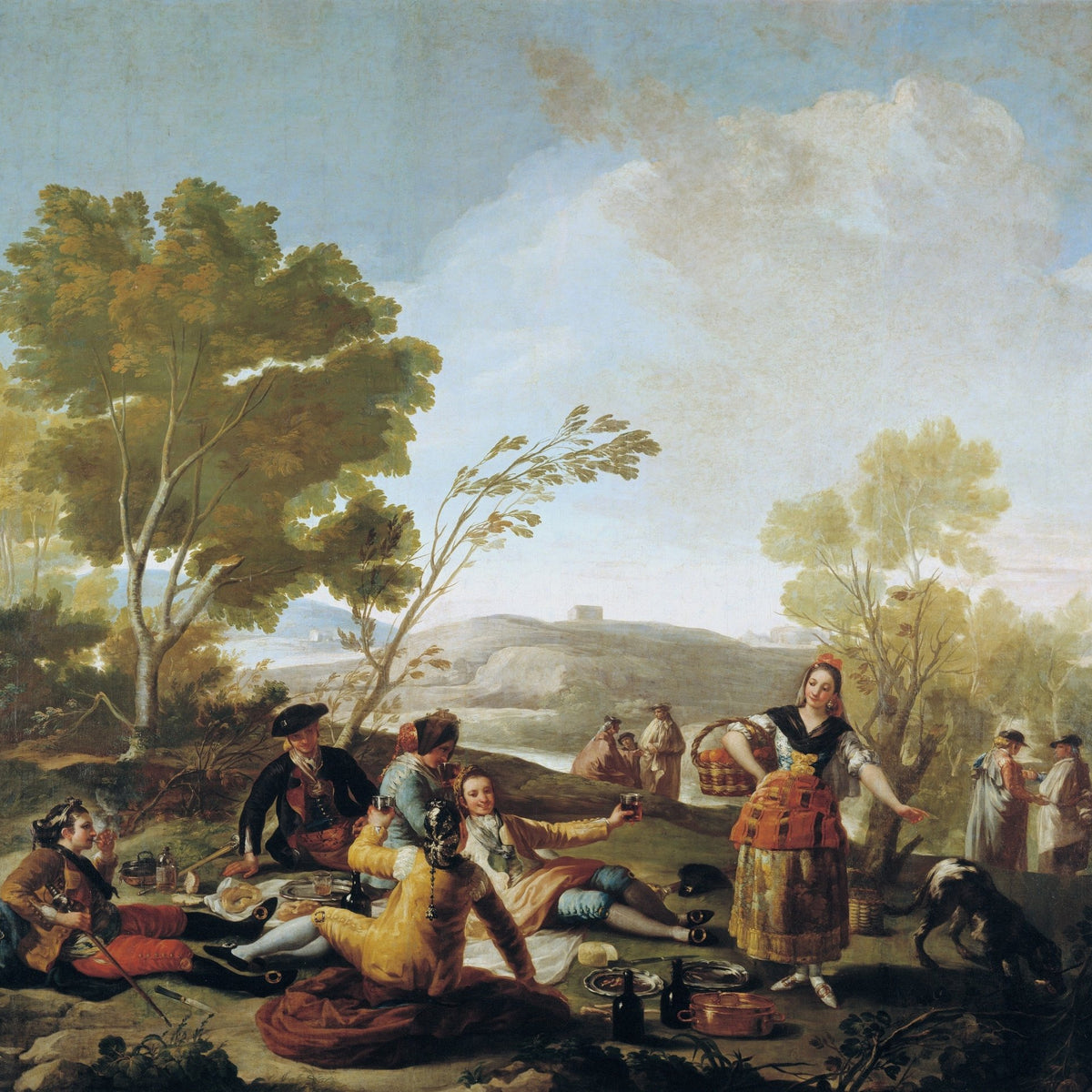 People Oil Painting - Picnic Gathering in Countryside Scene - Oil Painting Haven