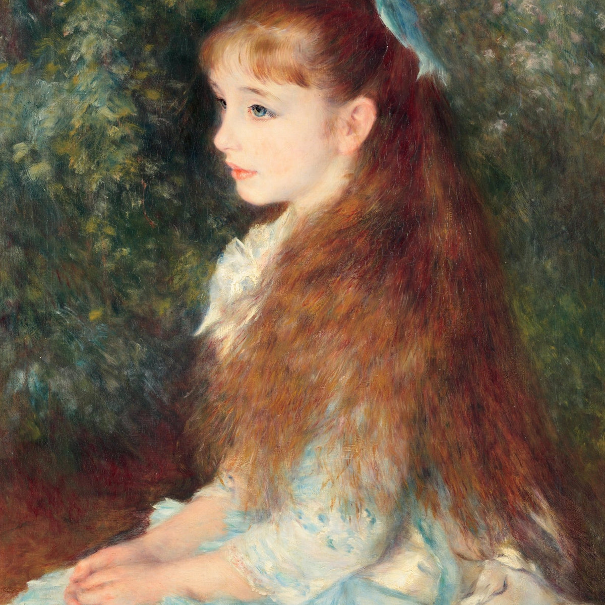 People Oil Painting - Portrait of Young Girl with Long Hair - Oil Painting Haven